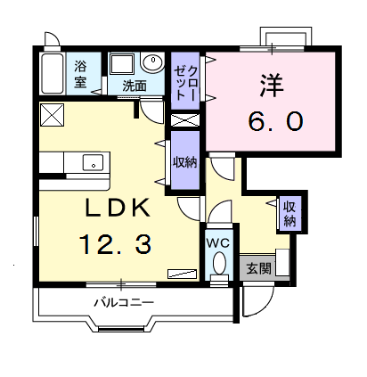 Planta 1LDK de ミルト・ブリーゼＮ