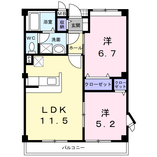 Planta 2LDK de サン・カントリー