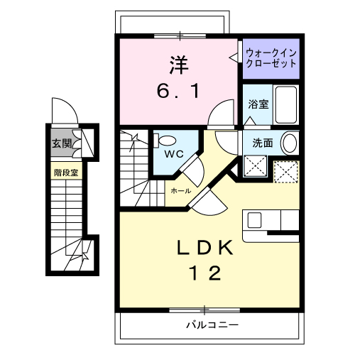 Planta 1LDK de メゾンヴィヴァーチェ