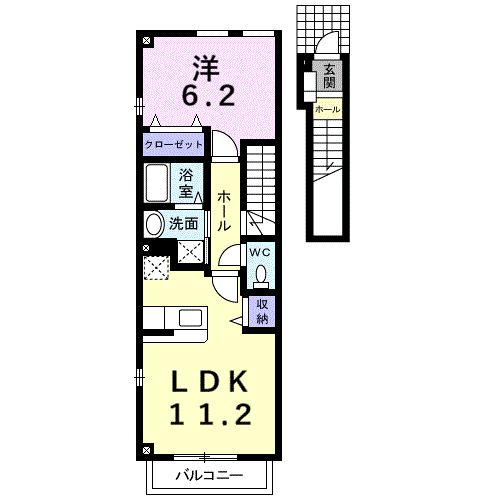 Planta 1LDK de ヴィラ・エタンⅢ