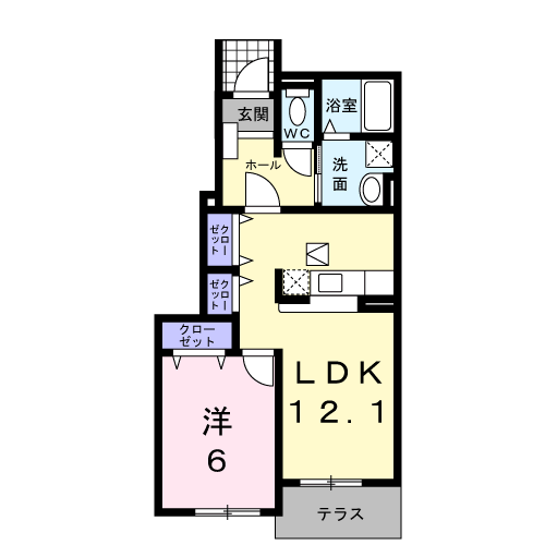 Planta 1LDK de アイプレイス