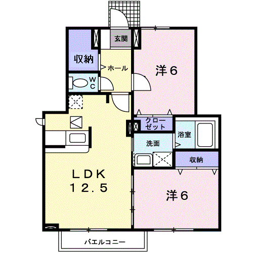 Planta 2LDK de イーストパレス6・1
