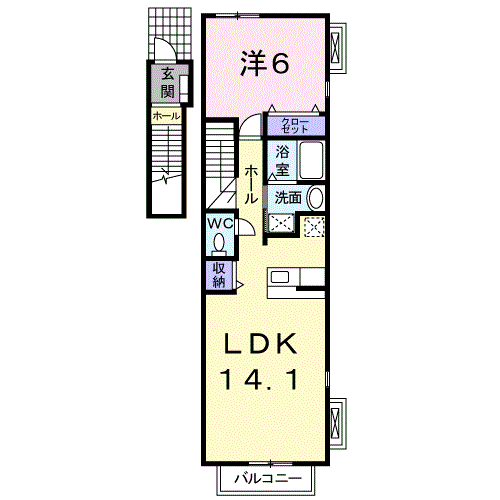Planta do apartamento 1LDK — Ｉ Ｗｉｎｇ ２１
