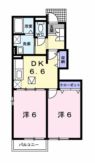 Planta 2DK de ドミール ラヴェニュー