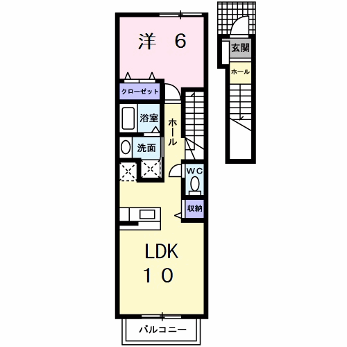 Planta 1LDK de ヴィオラ　Ａ