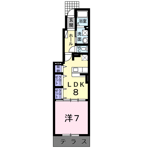 Planta 1LDK de サンリット・グレイス