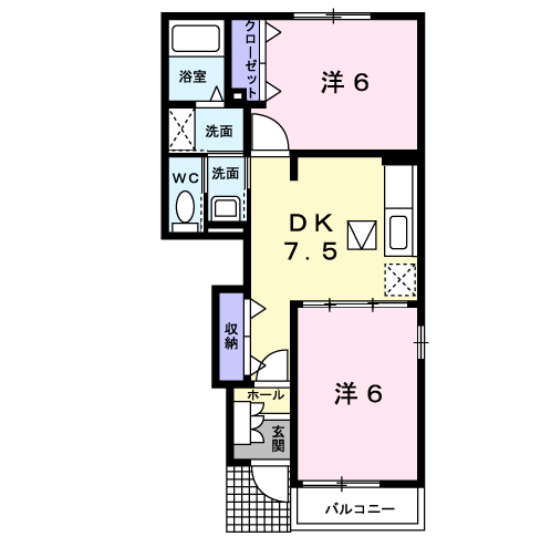 Planta 2DK de メゾン・ド・エルⅡ