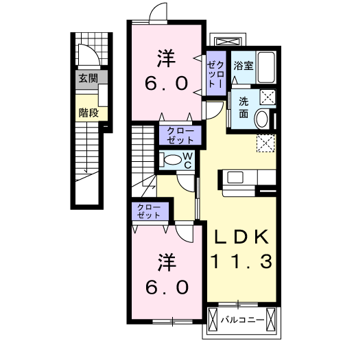 Planta 2LDK de メリディオ日向館