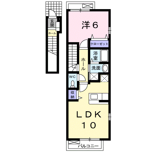 Planta 1LDK de マーヴェラスⅢ