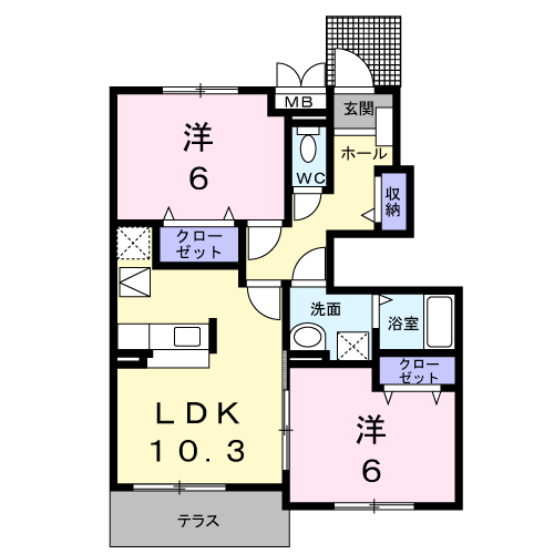 Planta 2LDK de ベルソレイユⅡ