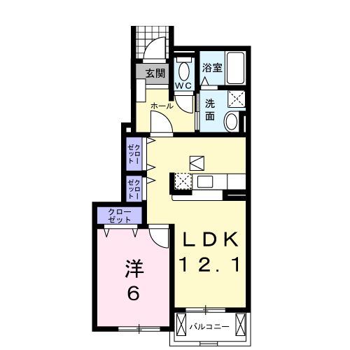 Planta 1LDK de ユーベル　Ａ