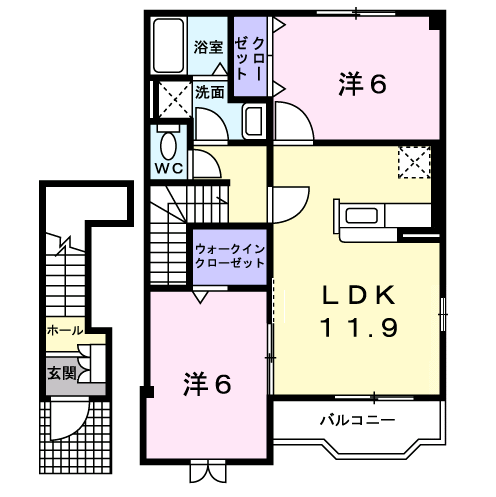 Planta 2LDK de モデストハピネス