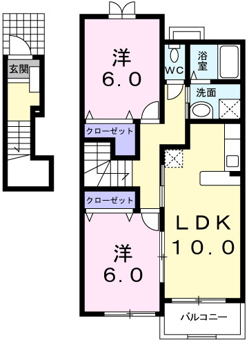 Planta 2LDK de メゾン　ソレイユ
