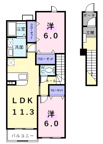 Planta 2LDK de アイビーガーデンＢ