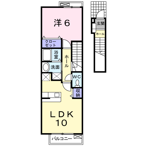 Planta 1LDK de エル・シャロームＡ
