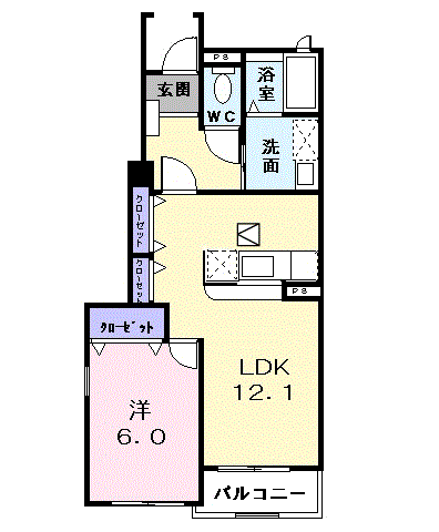 Planta 1LDK de ローレル