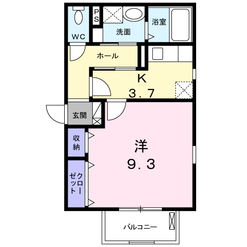 Planta do apartamento 1K — サンライト・ユ－