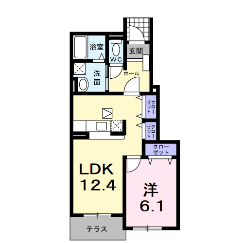 Planta 1LDK de ｉ－Ｆｉｏｒｅ　Ａ