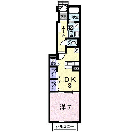 Planta 1DK de ベル　ソレイユ
