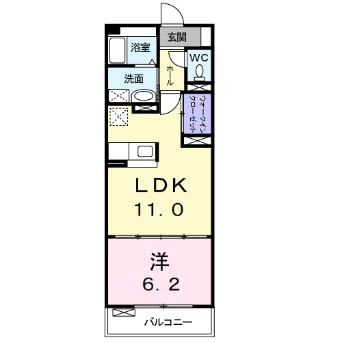 Planta 1LDK de Ｆｏｒｅｓｔ　Ｈｉｌｌｓ