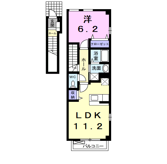 Planta 1LDK de ミッドチタノ－ヴァⅠ
