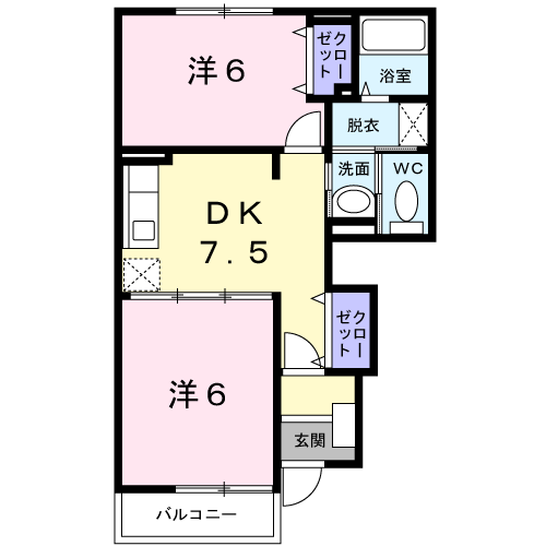 Planta 2DK de メゾン中の池