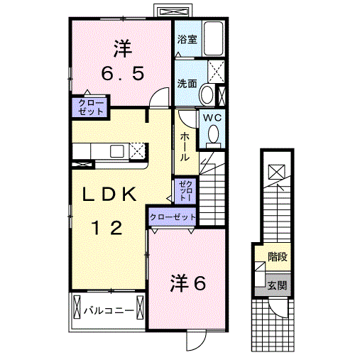Planta 2LDK de リバーサイド岡本Ｂ