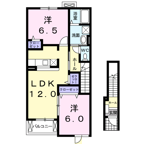 Planta 2LDK de インペリアルＢ