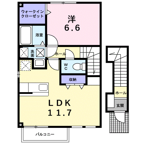 Planta 1LDK de ウルム弥生