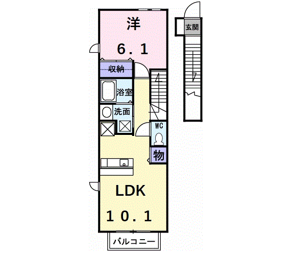 Planta 1LDK de 大樹
