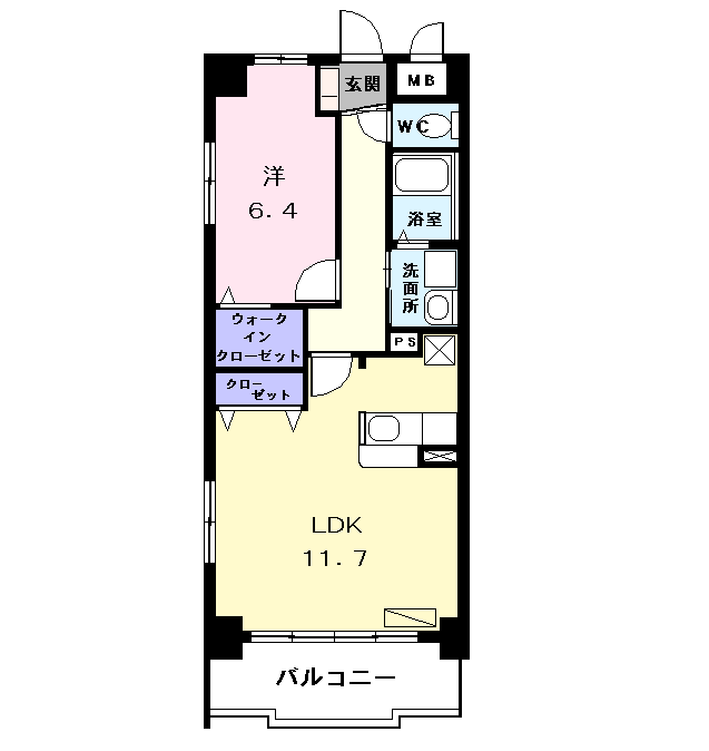 Planta 1LDK de ファミール大山