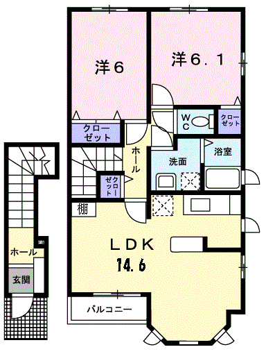 Planta 2LDK de サンレミ