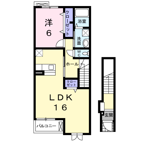 Planta do apartamento 1LDK — カルムブリーズ