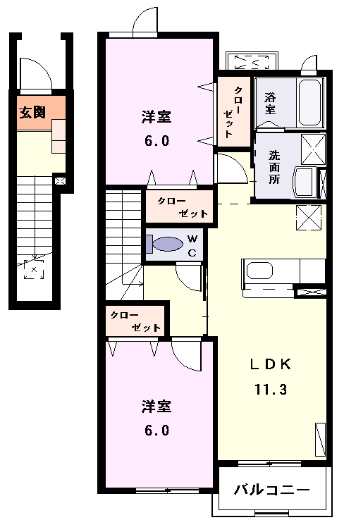 Planta 2LDK de トロワ　ブリランⅢ