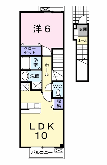 Planta 1LDK de イースト　Ｓ