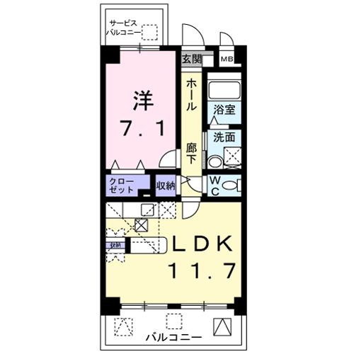 Planta 1LDK de サン・アルバーダ