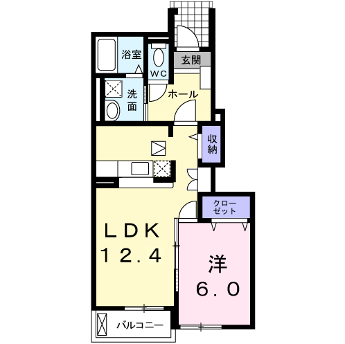 Planta 1LDK de フレイムＫ