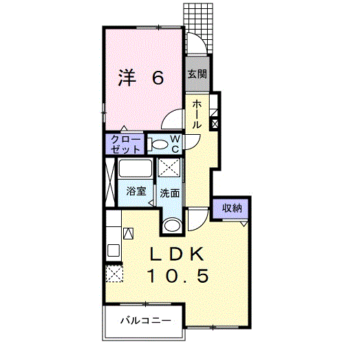 Planta 1LDK de プリム・ローズ