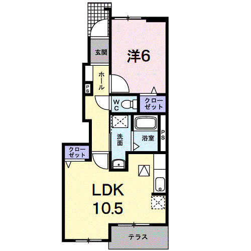 Planta 1LDK de 宇塚ハイツ