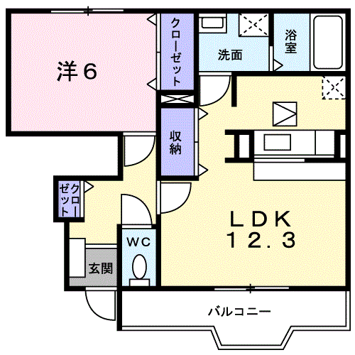 Planta 1LDK de メゾンプラシード