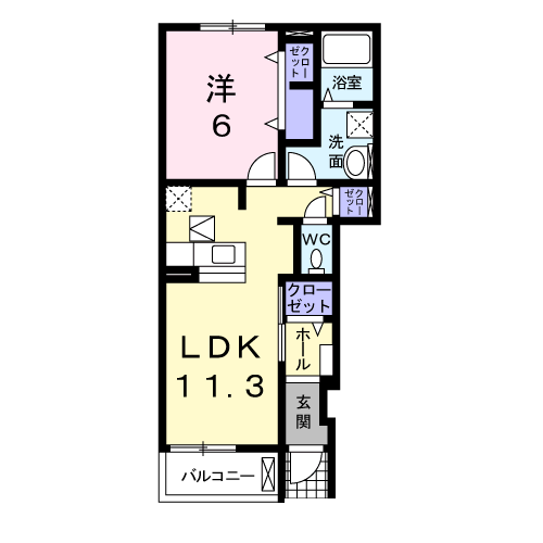 Planta 1LDK de グランヒル　アルカンシェルＡ