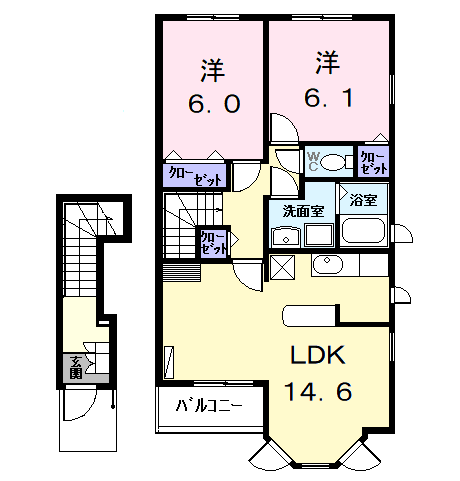 Planta 2LDK de カルムメゾン
