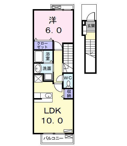 Planta 1LDK de レジデンス・フジ