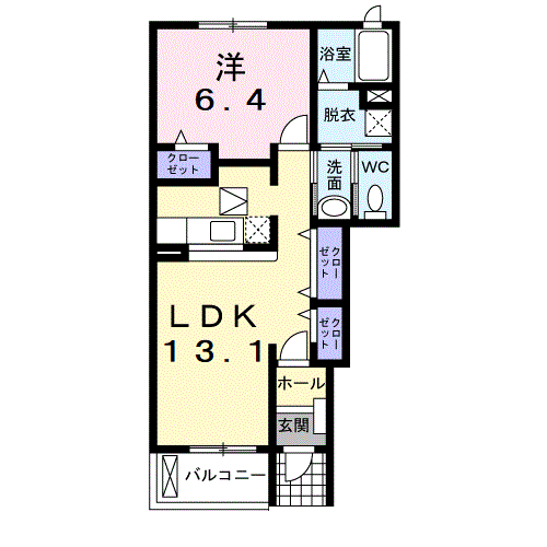 Planta 1LDK de プロムナード壱番館