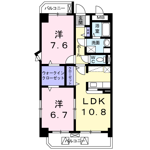 Planta 2LDK de エステ－トグリ－ンⅡ