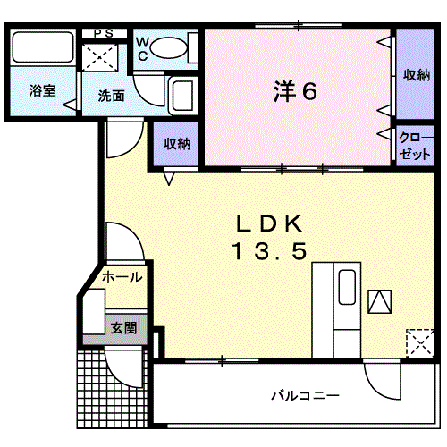 Planta 1LDK de フォーリスト　ヒルズ　Ａ