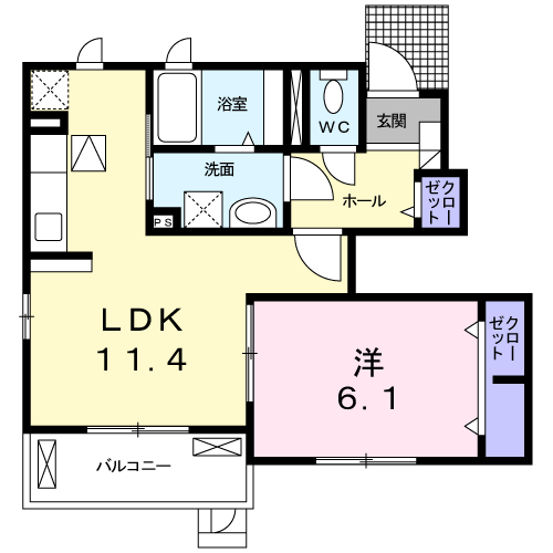 Planta 1LDK de ベル☆デーア　東海