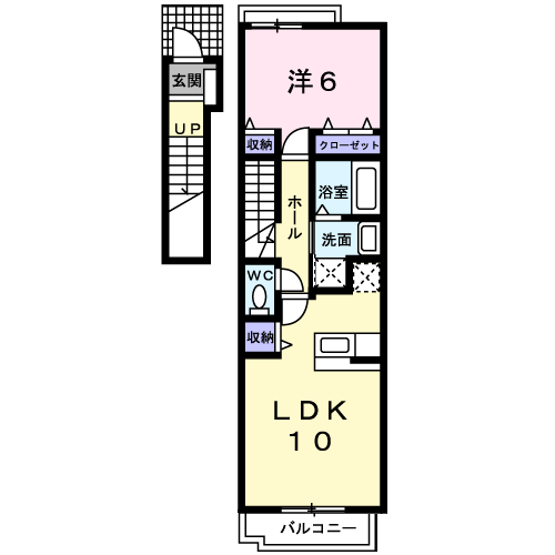 Planta 1LDK de ウッドベル