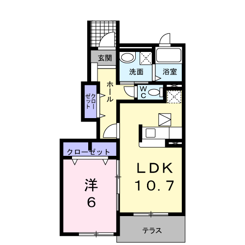 Planta do apartamento 1LDK — サン・ブローテ丹後