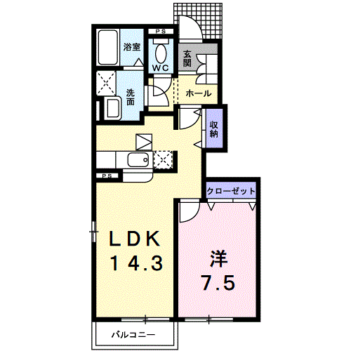 Planta 1LDK de パーク・イーストⅠ